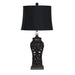 Oriel DORNE - Unique Tall Black Styled Base Table Lamp With Black Linen Shade