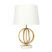 LOXTON Gold and Marble 1 x E27 Table Lamp with White Cotton Shade Oriel