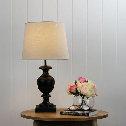 YAMBA Glass and Natural Fibre Fishing Net 1 x E27 Table Lamp with Hessian Tapered Shade Oriel