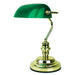Oriel BANKERS - Traditional Polished Brass Bankers Lamp With Gloss Green Glass