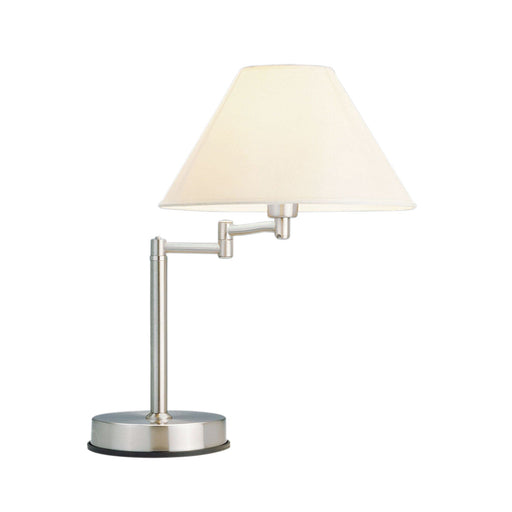 Oriel ZOE - Traditional Brushed Chrome Swing Arm On/Off Touch Table Lamp With White Shade - ON/OFF TOUCH