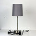 LANCET Brushed Chrome 1 x E14 On/Off Touch Lamp with Grey Shade Oriel