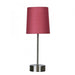 LANCET Brushed Chrome 1 x E14 On/Off Touch Lamp with Blush Pink Shade Oriel