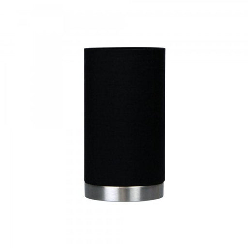 MANTEL Brushed Chrome 1 x E14 On/Off Touch Lamp with Black Shade Oriel