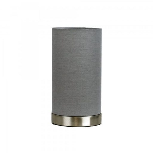 MANTEL Brushed Chrome 1 x E14 On/Off Touch Lamp with Grey Shade Oriel
