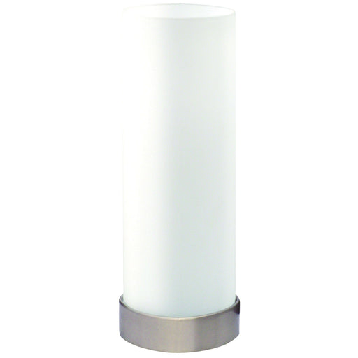 Oriel PEPE - Cylindrical Matt Opal Glass On/Off Touch Lamp With A Discreet Brushed Chrome Base - ON/OFF TOUCH