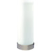 Oriel PEPE - Cylindrical Matt Opal Glass On/Off Touch Lamp With A Discreet Brushed Chrome Base - ON/OFF TOUCH
