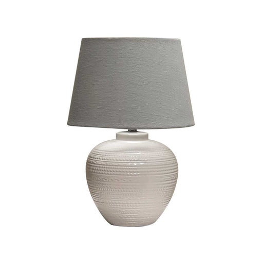 SELMA - Off White Base 1 Light Table Lamp With Grey Shade-telbix SELMA TL-WHGY