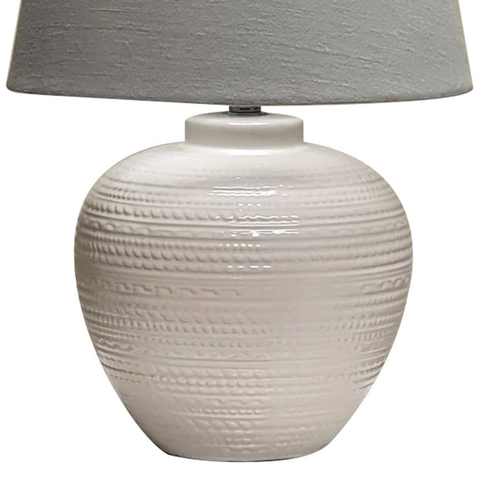 SELMA - Off White Base 1 Light Table Lamp With Grey Shade