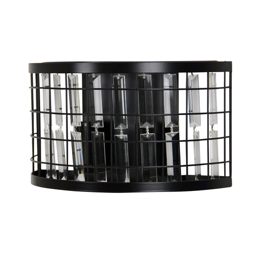Oriel DELAWARE - Elegant Black Curved 2 Light Interior Wall Bracket Featuring Clear Faux Crystals