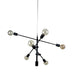 Oriel CHELSEA - Modern Matt Black 6 Light Pendant Featuring 3 Pivoting Arms Allowing You To Angle & Adjust To Suit Your Style