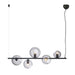 Oriel SINUS - Modern Black 5 Light Pendant Featuring Smoked Glass Spheres - Can Be Hung Vertically Or Horizontally