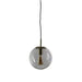 Oriel NEWTON - Small Contemporary Brushed Brass 1 Light Pendant Featuring Clear Spherical Glass - 250mm