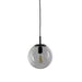 Oriel NEWTON - Small Contemporary Matt Black 1 Light Pendant Featuring Clear Spherical Glass - 250mm