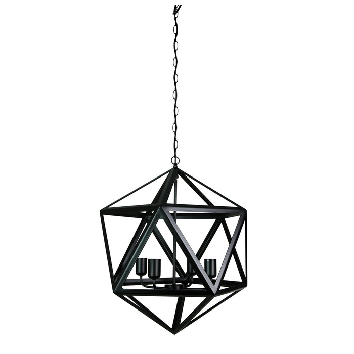 Oriel GEO - Large Modern Satin Black Metal Geometric Shaped 4 Light Pendant