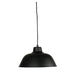 Oriel FORGE - Small Matt Black Metal Industrial Style 1 Light Dome Pendant With Inner White Shade