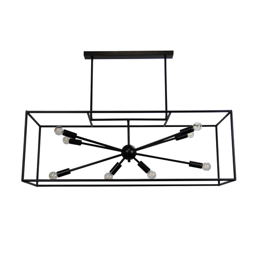 Oriel GEORGETOWN - Modern Hampton Style Black 8 Light Metal Rectangular Frame Pendant - No Glass