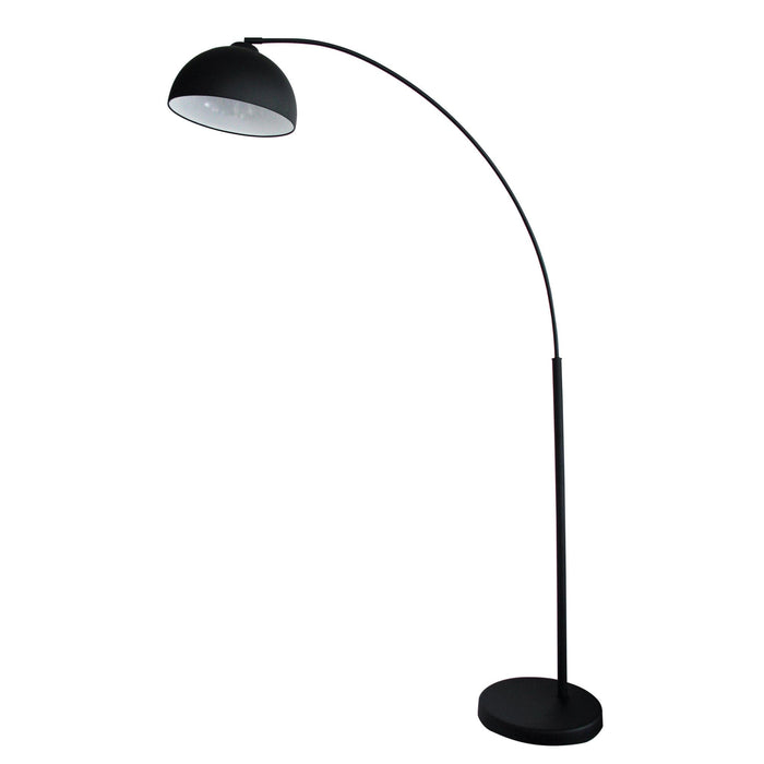 Oriel DOME - Modern Matt Black Retro Arc 1 Light Floor Lamp
