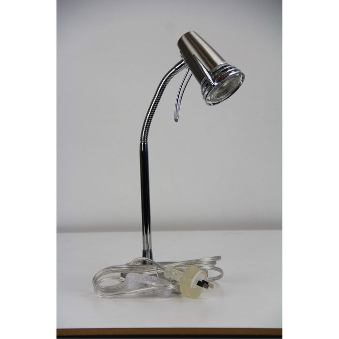 SCOOT - Modern Brushed Chrome 7W Cool White GU10 1 Light Desk Lamp With Adjustable Neck