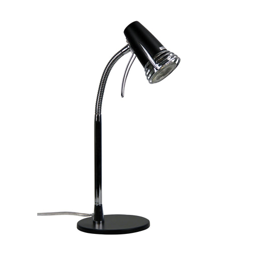 Oriel SCOOT - Modern Black With Chrome Highlights 7W Cool White GU10 1 Light Desk Lamp With Adjustable Neck