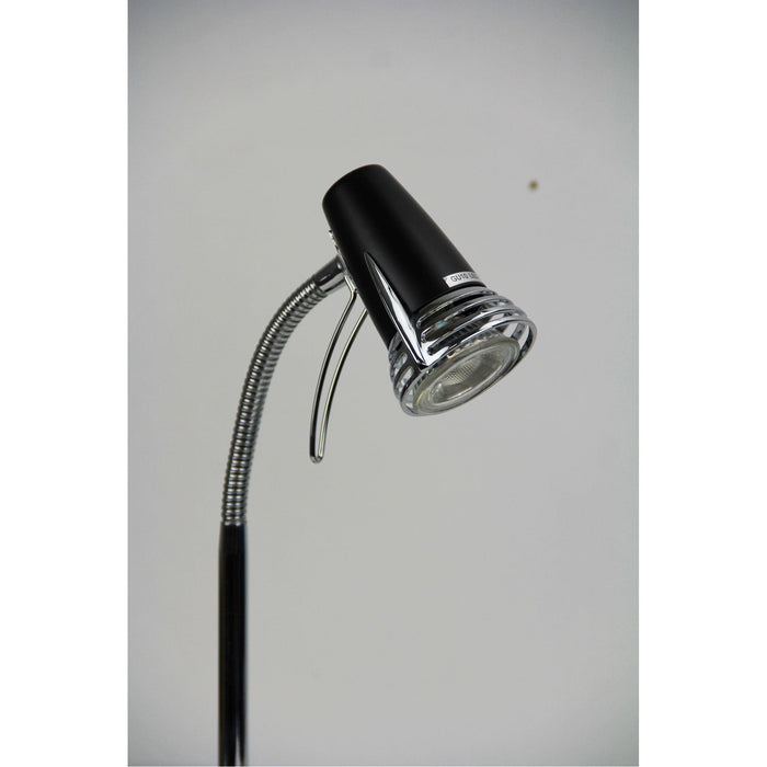 SCOOT - Modern Black With Chrome Highlights 7W Cool White GU10 1 Light Desk Lamp With Adjustable Neck
