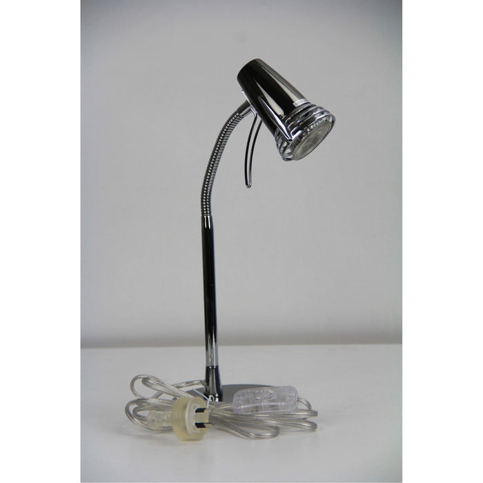 SCOOT - Modern Gunmetal & Chrome Highlights 7W Cool White GU10 1 Light Desk Lamp With Adjustable Neck