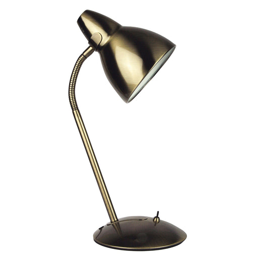 Oriel TRAX - Classic Antique Brass 1 Light Adjustable Desk Lamp With Toggle Switch
