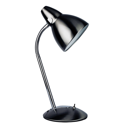 Oriel TRAX - Classic Brushed Chrome 1 Light Adjustable Desk Lamp With Toggle Switch
