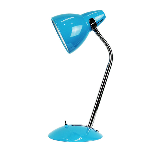 Oriel TRAX - Classic Blue & Chrome 1 Light Adjustable Desk Lamp With Toggle Switch
