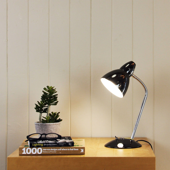 TRAX - Classic Gunmetal & Chrome 1 Light Adjustable Desk Lamp With Toggle Switch