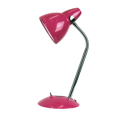Oriel TRAX - Classic Pink & Chrome 1 Light Adjustable Desk Lamp With Toggle Switch