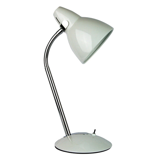 Oriel TRAX - Classic White & Chrome 1 Light Adjustable Desk Lamp With Toggle Switch