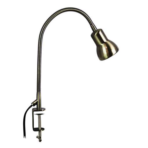 Oriel SCOPE - Practical Antique Brass Adjustable 1 Light Clamp Lamp