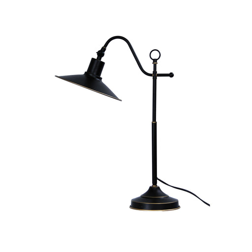 Oriel BOSTON - Modern Rubbed Bronze Table Lamp Featuring Gold Highlights & Adjustable Head