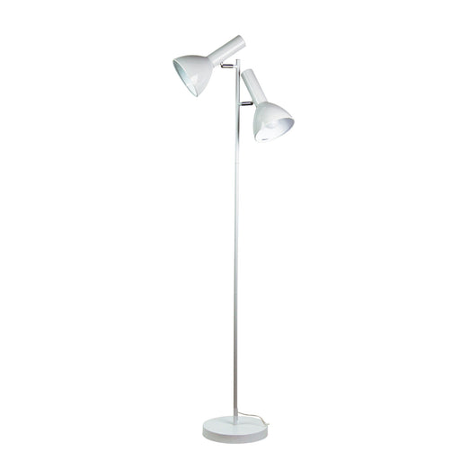 Oriel VESPA - Retro White Adjustable 2 Light Floor Lamp - On/Off Individually Switched Adjustable Head