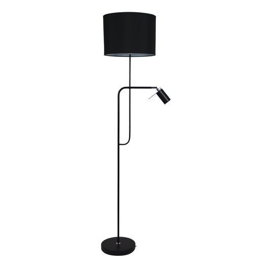 Oriel CARMEN - Black Industrial Style Mother & Child Floor Lamp With Adjustable Task Light (Globe In Uplighter Not Included)