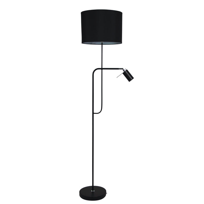 Oriel CARMEN - Black Industrial Style Mother & Child Floor Lamp With Adjustable Task Light (Globe In Uplighter Not Included)