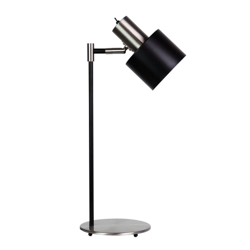 Oriel ARI - Modern Matt Black & Brushed Chrome 1 Light Table Lamp With Adjustable Shade