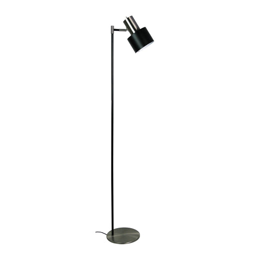 Oriel ARI - Modern Matt Black & Brushed Chrome 1 Light Floor Lamp With Adjustable Shade