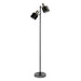 Oriel ARI - Modern Matt Black & Brushed Chrome 2 Light Floor Lamp With Adjustable Shade