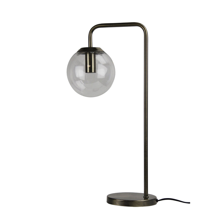 NEWTON - Modern Antique Brass Table Lamp Featuring Clear Spherical Glass