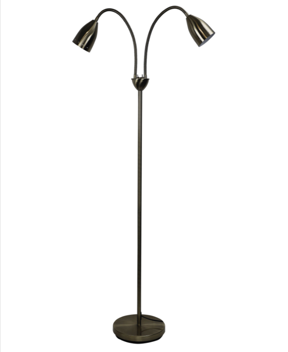 STAN Mid-Century Styled Twin Floor Lamp Antique Brass 