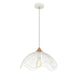 SPIAGGIA - Modern White Metal Shade 1 Light Pendant With Timber Top - 400mm CLA