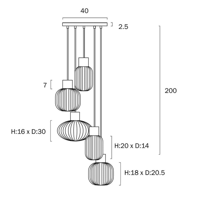 NORI 5 Lights Pendants