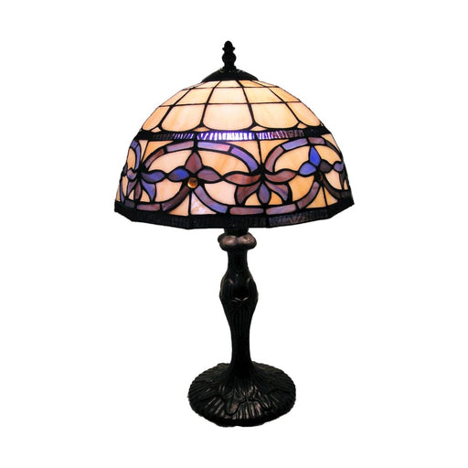 Toongabbie LEADLIGHT - Bronze Metal Base 1 Light Table Lamp With Blue & Purple Lead Light Shade