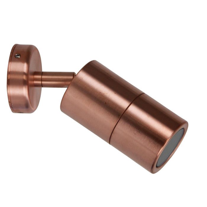 Oriel OXLEY - Modern Polished Solid Copper Tubular Adjustable GU10 Exterior Wall Bracket - IP65