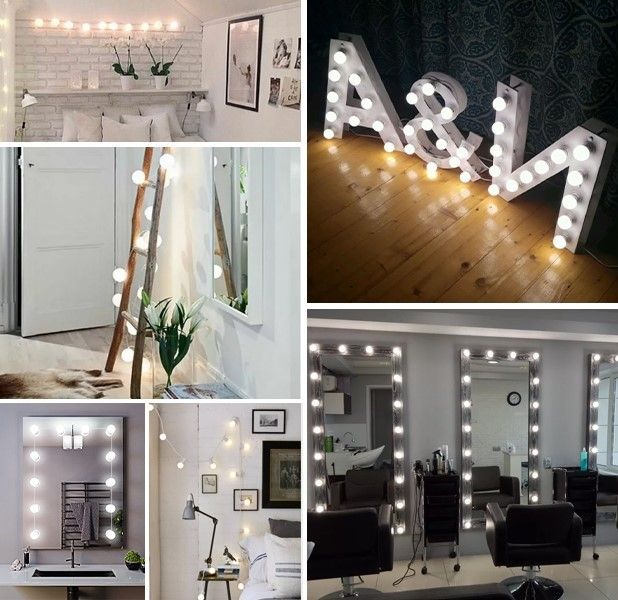 Hollywood Vanity Style LED Makeup Lights Mirror with 3 Color Modes Lights with 10 Dimmable Bulbs (Mirror Not Include)
