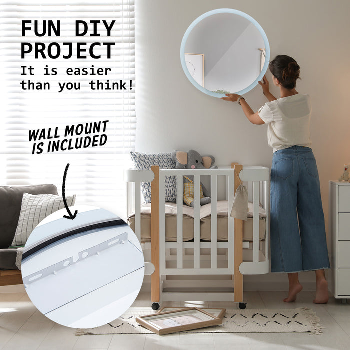 La Bella LED Wall Mirror Round Touch Anti-Fog Makeup Decor Bathroom Vanity 80cm