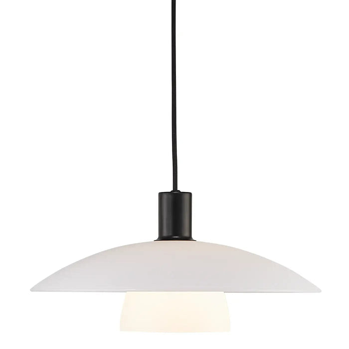 VERONA 1 Light Pendant with Two Opal Glass Shade and Black Metal Frame