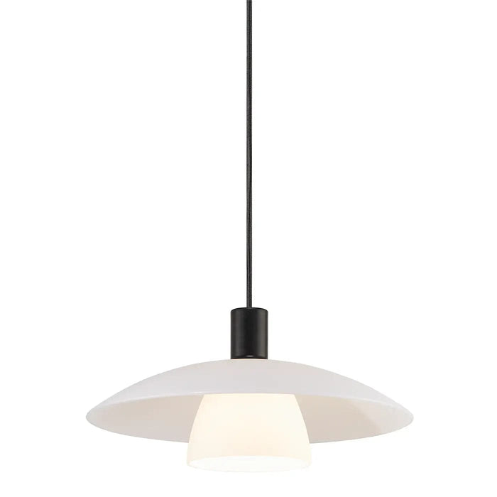 VERONA 1 Light Pendant with Two Opal Glass Shade and Black Metal Frame